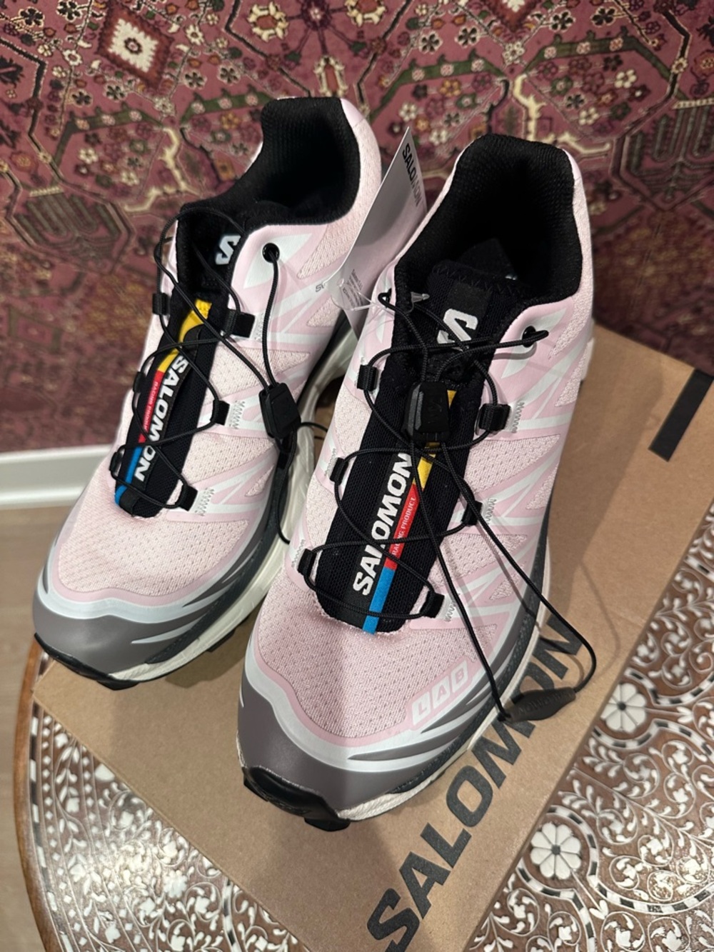 NEW! Salomon XT-6 - Cloudburst / Icy Pink / Tapioca - US 6M/7W Sneaker - Picture 3 of 11